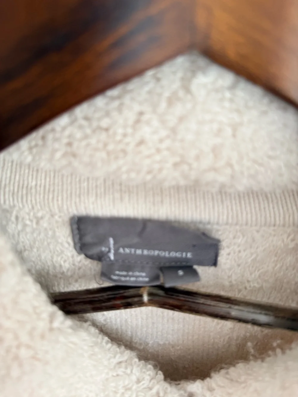 Anthropologie Cream Chevron Teddy Jacket - Picture 5 of 9